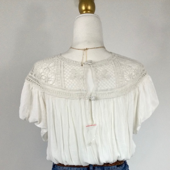 Free People Gauze Crochet Top With Elastic Bottom - Picture 9 of 11